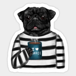 I Need Coffee And My Pug Sticker